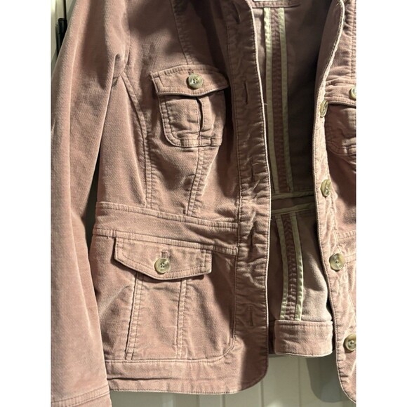 Sonoma Button Up Collared Jacket Pink Suede Petite Medium Romantic Renaissance - Picture 3 of 7